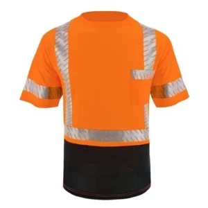 custom orange polo shirt black bottom reflective tape with white background
