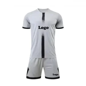 custom soccer uniform in white color customizable logo on front with white background