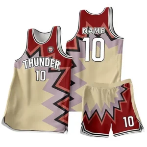 a pair of basketball uniforms player name on back