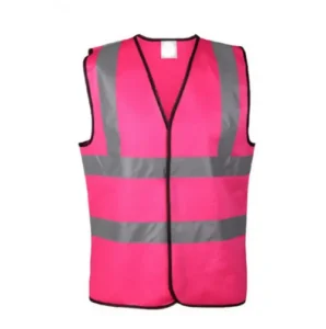 dark pink women hi vis safety vest with white background