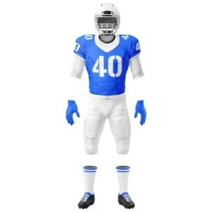 navy blue and white bottom custom American football uniform