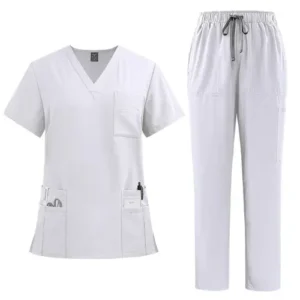 a white scrubs and pants pair