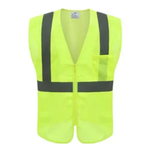 yellow Hi visibility mesh safety vest with white background