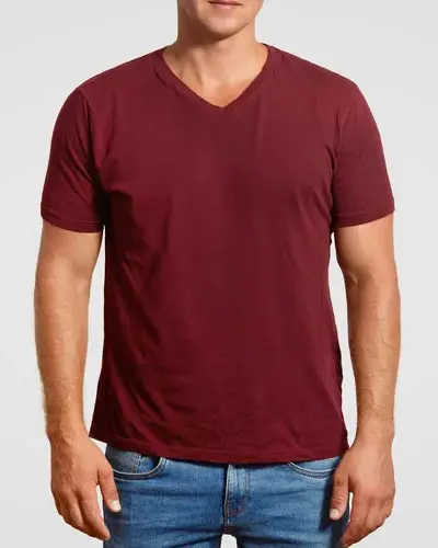 Men Cotton Maroon T-Shirt