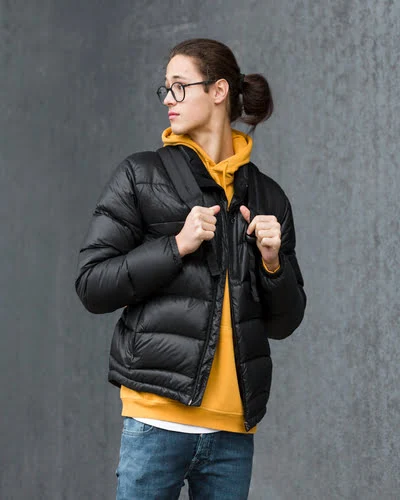 Women Wearing Custom Made Black Puffer Jacket