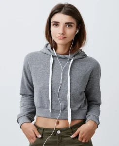 Cropped Women Cotton Hoodie Manufactured by Albeeza Apparel