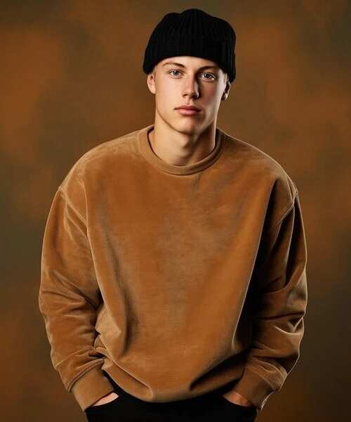 Man Wearing Custom Sweatshirt made with Premium Fabric