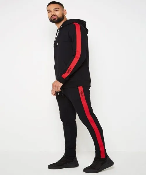 Men Black Cotton Tracksuit