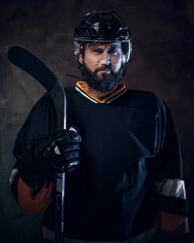 Men Wearing Custom Ice Hockey Uniform