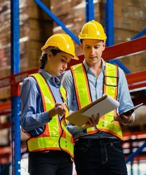 Men and Women Wearing Safety Vest in Factory