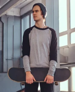 Skateboarder wearing Sports Sweatshirt