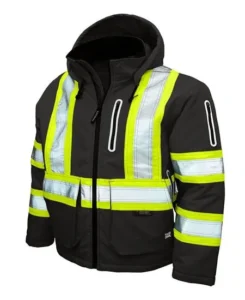 Black Custom Safety Jacket With Reflective tape