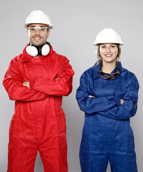 Men and Women Wearing Safety Coverall