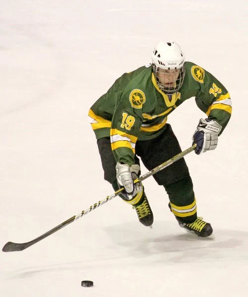 Player Wearing Custom Design Ice Hockey Uniform