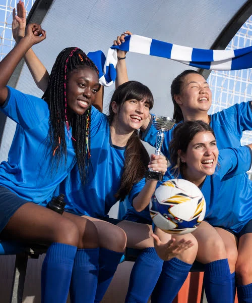 Team Celebrating in Soccer Team Uniform